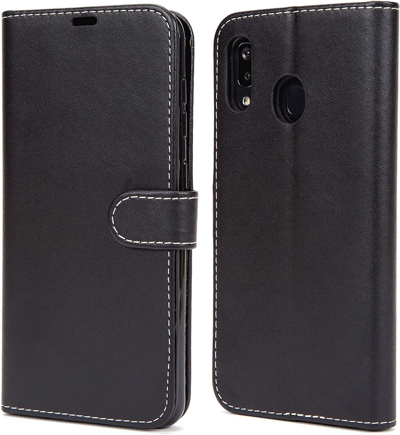 NWNK13 Samsung A20e Phone Case Premium Leather Flip Case Book Wallet Case Card Holder Media Stand Shock Proof Protective Phone Cover Compatible for Samsung Galaxy A20e Black