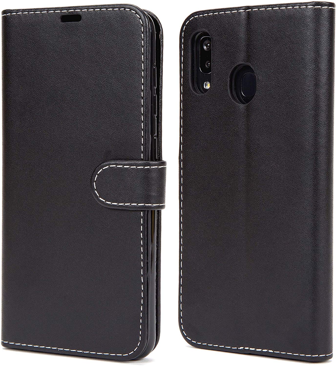 NWNK13 Samsung A20e Phone Case Premium Leather Flip Case Book Wallet Case Card Holder Media Stand Shock Proof Protective Phone Cover Compatible for Samsung Galaxy A20e Black โ image 1