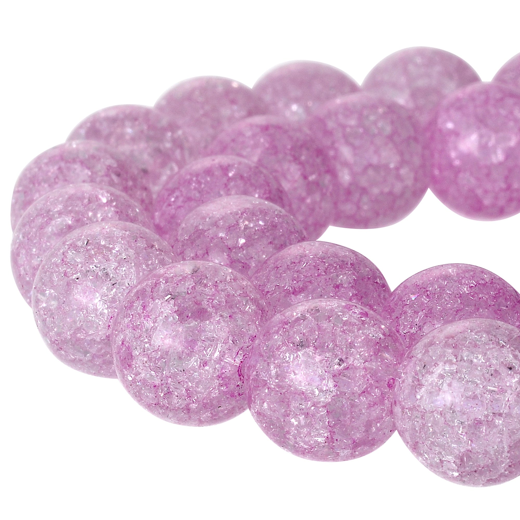 RUBYCA Round Crackle Druk Czech Crystal Pressed Glass Beads for Jewellery Making 6mm Strand (Pink)