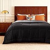 Bedsure Comforters Queen Size -Duvet Insert Black/Grey Down Alternative Comforter Quilted All Season Duvet with Corner Tabs - Machine Washable (Black/Grey,Queen 88x88 Inches)