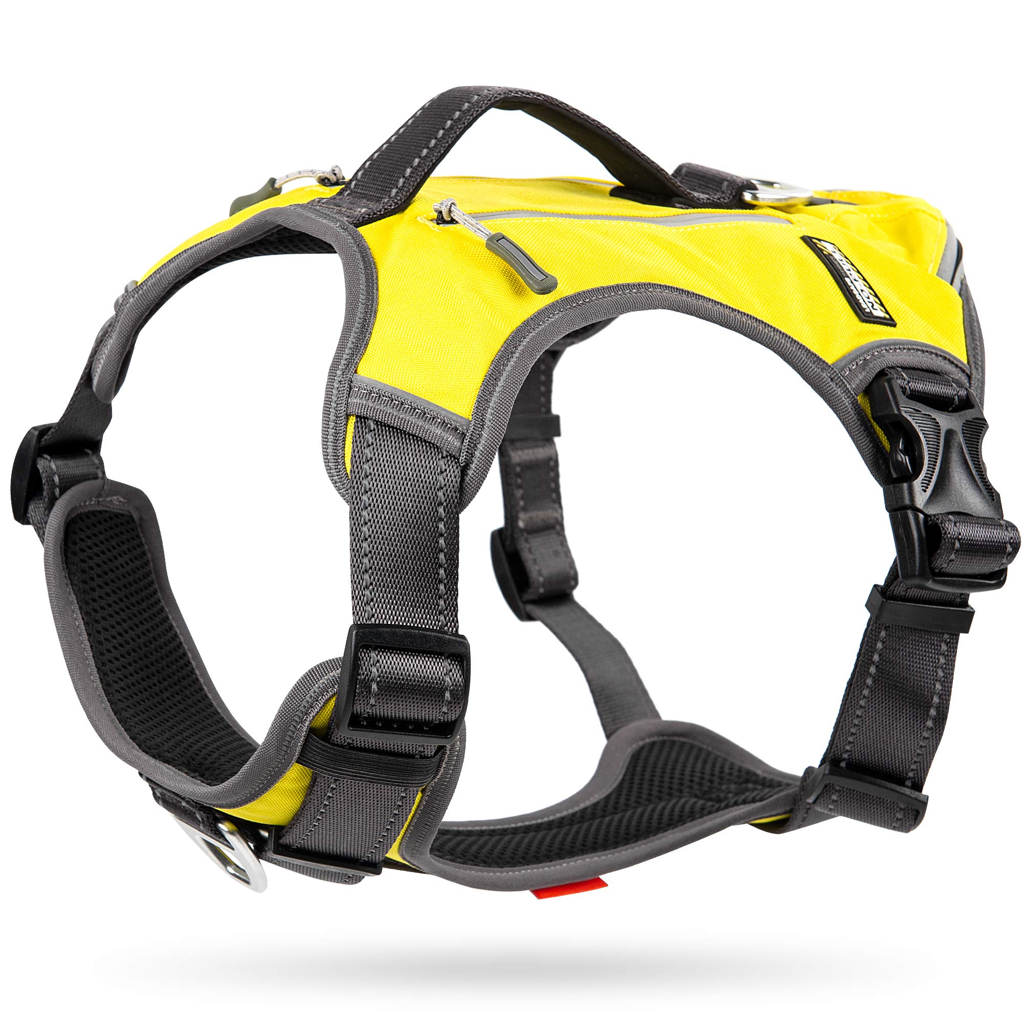 Fida Anti Pull Dog Harness with Saddlebag, Heavy Duty Dog harness for Travel Camping Hiking (yellow, small)