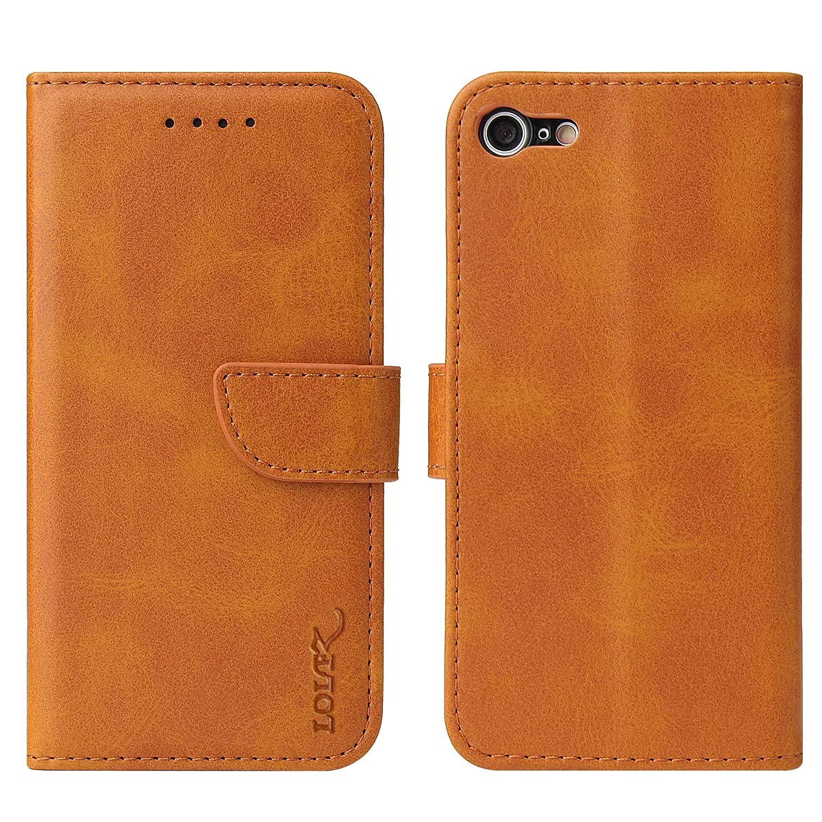 LOLFZ Wallet Case for iPhone 6/6S, Vintage Leather Book Case with Card Holder Kickstand Magnetic Closure Flip Case Cover - Yellow