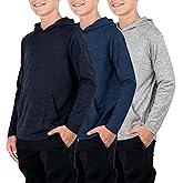 Liberty Imports 3-Pack Youth Boys Teen Dry-Fit Hoodies Long Sleeve Athletic Pullover Sweatshirts Lightweight Activewear