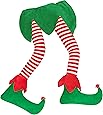 Christmas Thief Wreath With Elf Stuffed Legs | Plush Santa Legs Tree Topper Or Hanging Decor For Indoor/Outdoor Holiday Party