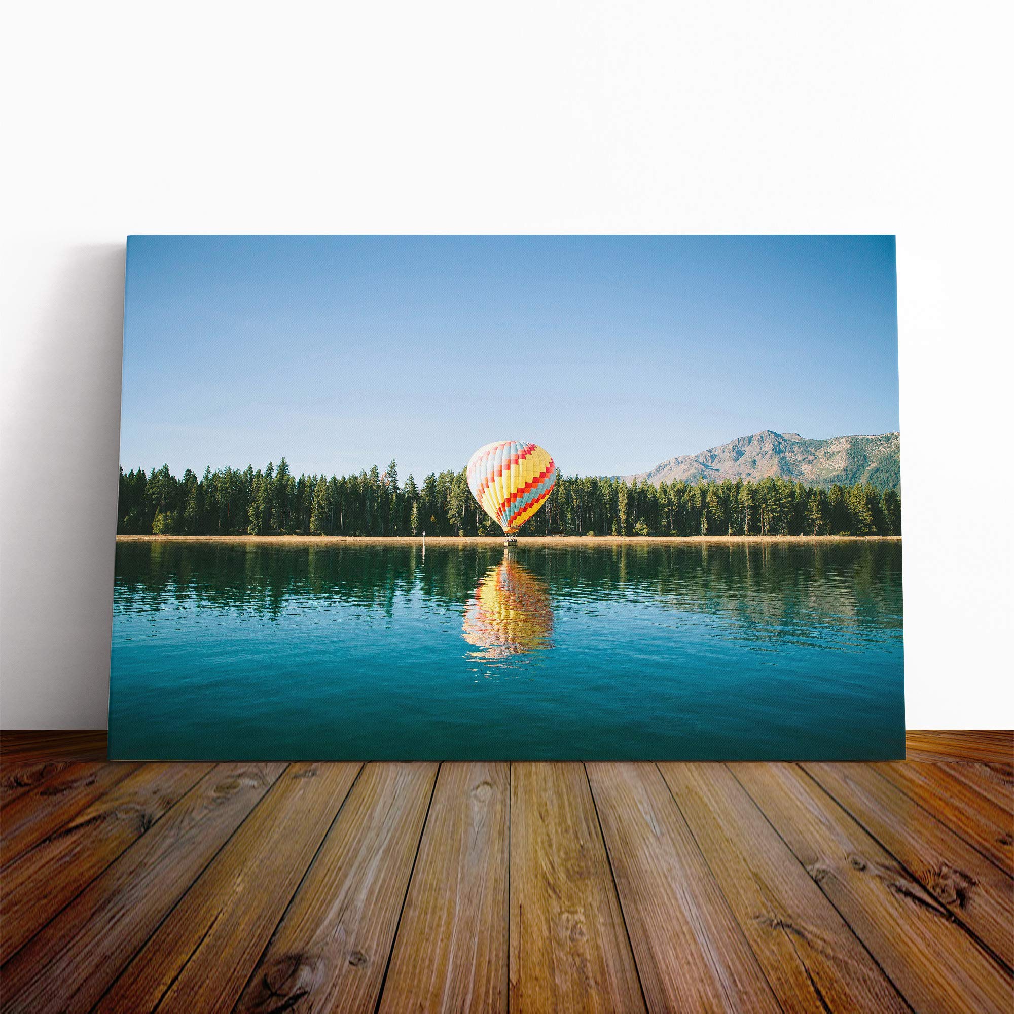 Landscape Hot Air Balloon Over Forest Canvas Print | Gallery Wrapped 30mm Frame Wall Art | 20x14 inches | Ready to Hang | Modern Landscape Picture | Living Room Bedroom Lounge Office