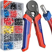 Preciva Ferrule Crimping Tool Kit, Octagonal Crimping Pliers with 1250PCS Single & Twin Ferrules Connectors, Self-Adjustable 