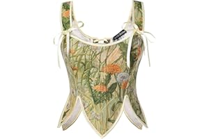 Scarlet Darkness Renaissance Corset Tops for Women Floral Lace Up Boned Bustier with Zip