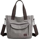 ZHIERNA Women's Canvas Tote Purse Casual Shoulder Crossbody Bags Small Handbag, Multi-pocket Top Handle Work Bag