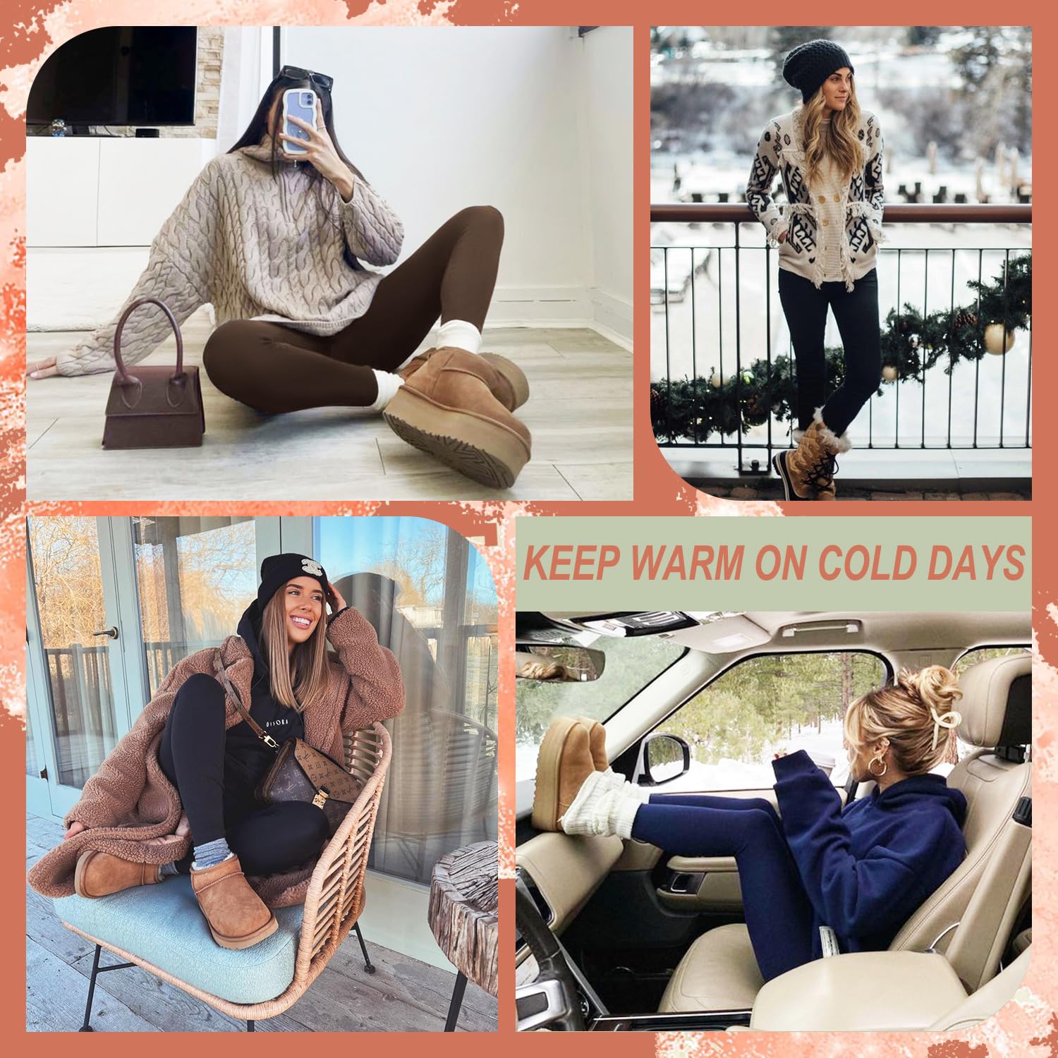 ACTINPUT Thermo Leggings Damen Gefütterte Thermoleggins High Waist Thermohose Winter Warme Sportleggins Strumpfhosen Yogahose Laufhose Sporthose mit Taschen(Schwarz,L-XL)