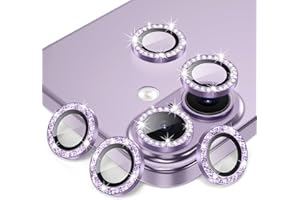 AGVEE 3+3 6 Pack for iPhone 17 6.3" Camera Lens Protector, Bling Diamond & Bling Glitter Metal Ring 9H Tempered HD Glass Came