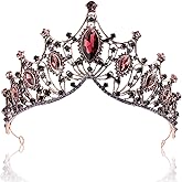 CIEHER Baroque Queen Crown for Women,Rhinestone Wedding Tiaras and Crowns Crystal Vintage Princess Crown Headband Birthday Tiara,Prom Birthday Party Valentines Costume,Hair Accessories for Women Girls-Red Crown