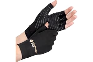 Copper Joe Arthritis Gloves - Compression Gloves for Arthritis Hand Pain Relief, Carpal Tunnel and Fingerless Typing Gloves - Compression Gloves for Women & Men - 1 Pair - (Small)