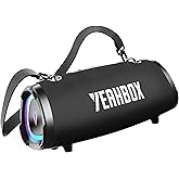 YEAHBOX 120W Max Portable Speaker - Exceptional Sound Quality with Deep Bass, Exclusive Acoustic Design, Ideal for Indoor & Outdoor Use, Bluetooth, AUX & USB Connectivity (Black)