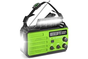 RYCHI AM FM Portable Radio,8000mAh Rechargeable Battery,3-Mode Flashlight,2-Mode Reading Lamp,with USB Phone Charger,Earphone Jack for Home