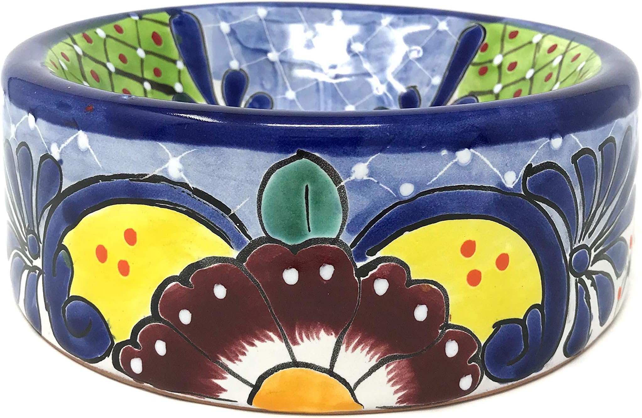 Mexican Talavera Pottery 9 inch Round Hand Painted Extra Large Dog Bowl