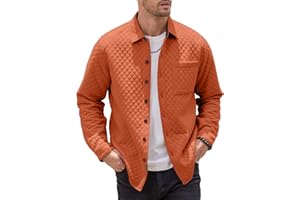 JEMLDL Mens Shacket Long Sleeve Shirt Jacket with Pockets Lightweight Quilted Overshirt