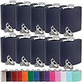 Clear Water Home Goods - 6 oz Powder Coated Stainless Steel Hip Flask - Wedding Party - Groomsman - Bridesmaid (Matte Navy, 10)
