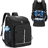 GOBUROUS Roller Skate Bag Fits Shoes Up to US Mens 13, Ice Skate Backpack with Top Helmet Pocket, Ice Skate Bag with Padded S