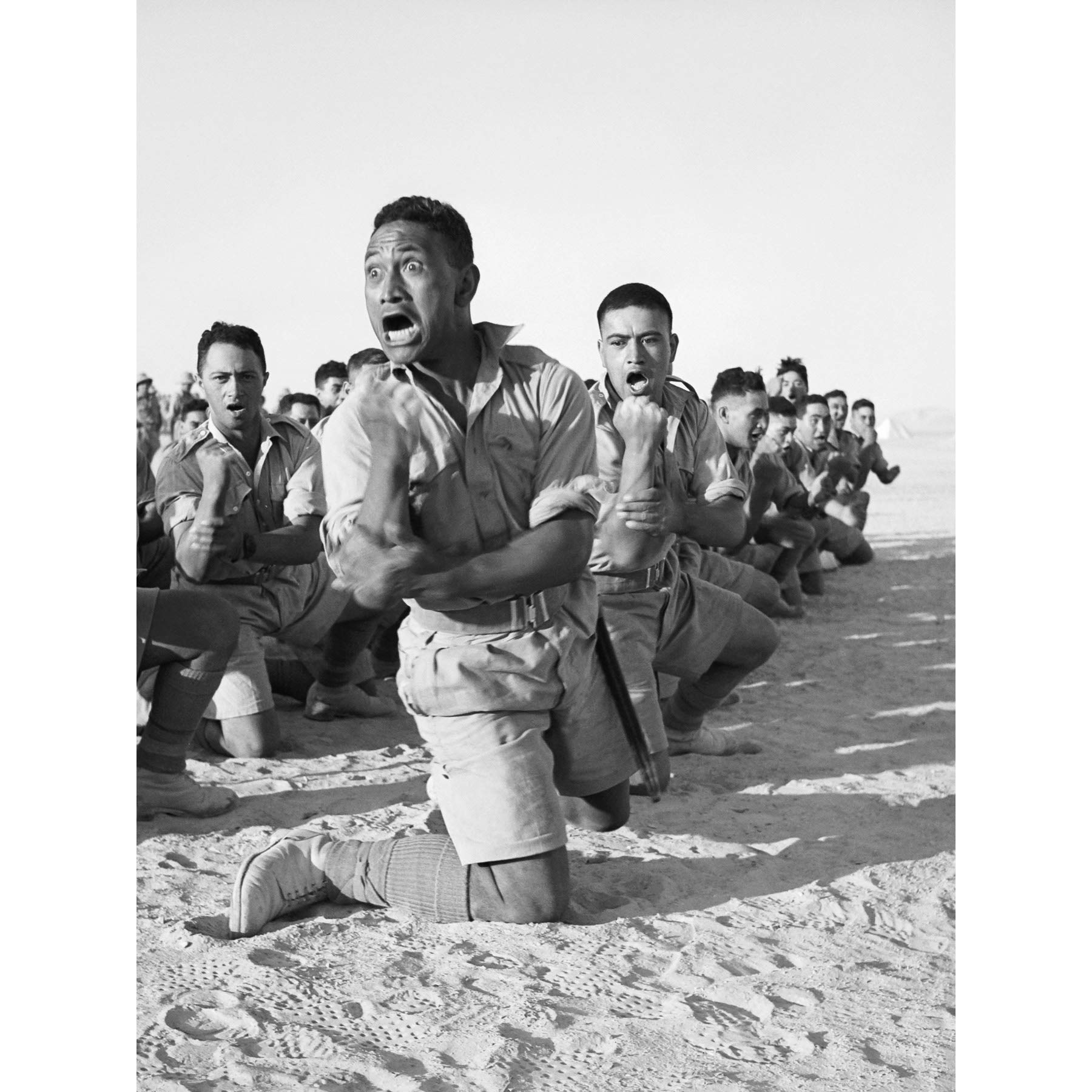 WWII War Maori Battalion Haka Egypt 1941 Photo Premium Wall Art Canvas Print 18X24 Inch
