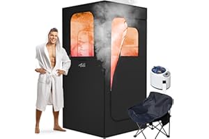 ouluu Large Portable Steam Sauna, 3L Steamer Portable Sauna Box for Home, Personal Sauna with Big Sauna Chair, Remote Control, 3.2’ x 3.2’ x 6.0’, Black, 1200W