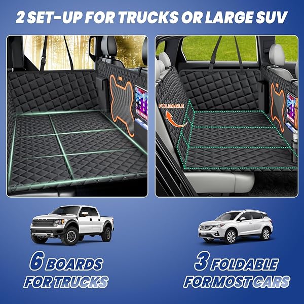 QINGTI TRUCK DOG SEAT COVER FOR FULL SIZE F150/RAM1500/SILVERADO, XXL DOG SEAT COVER FOR BACK SEAT FOR 2-4 LARGE DOGS, 400LBS CAPACITY, WATERPROOF & NON-SLIP BACK SEAT PROTECTOR FOR CREW CAB TRUCKS