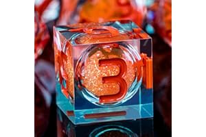 ARUOHHA Liquid Core DND Dice Set, Sharp Edged Dice for Dungeons and Dragons RPG, Handmade Resin D and D Dice, Orange Polyhedral D&D Dice with Gift Box, Role Playing Dice Set D20 D12 D10 D8 D6 D4