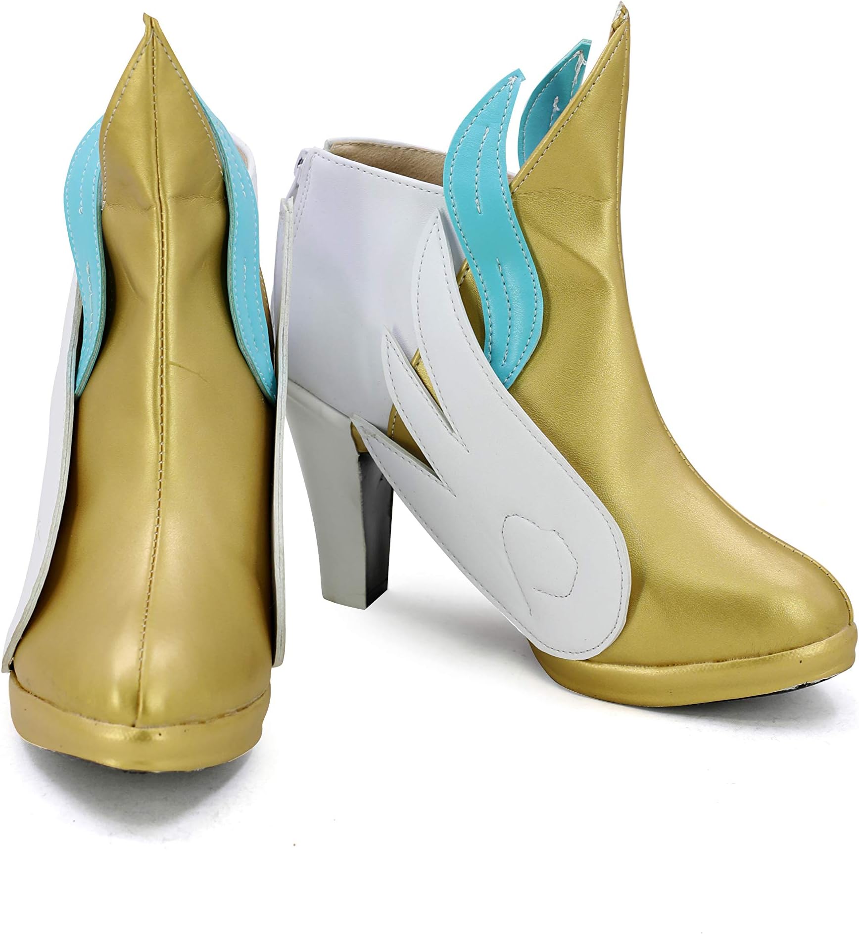 Veribuy Halloween Women Hero Cosplay Shoes Yellow White Costume Boots High Heel