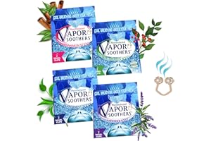 Vapor Soothers Nasal Dilator Clips, Cool & Easy Breathing Under Your Mask, 4-Scent Variety Pack (Peppermint, Wintergreen, Cinnamon, Lavender), 8 Count, Instant Nasal Congestion Relief, Drug-Free