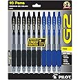 PILOT G2 Premium Refillable & Retractable Rolling Ball Gel Pens, 0.7mm Fine Point, 6 Black and 4 Blue Pens (Pack of 1, 10 Count Total)