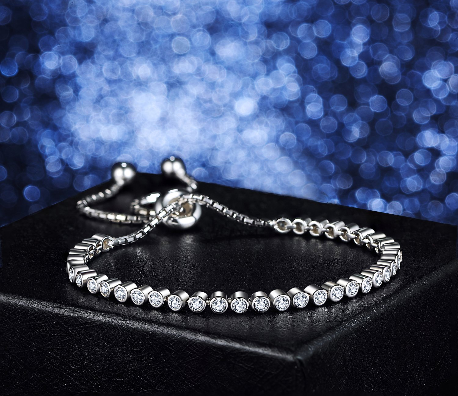 J.Vénus Damen Schmuck, 925 Sterling Silver Bling Damen Armband, handgefertigt, einstellbar, stilvoll und schön, Schmuck mit Etui