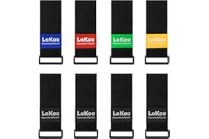 Lekou Elastic Cinch Straps Black 2" x 18" (8 Pack), Stretchy Hook and Loop Storage Straps Hook and Loop Cinch Strap with Buckle - Bicycle, Truck, Boat Extension Cords, Hoses Garage & RV Organization