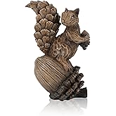 GoGnome Handcrafted Resin Squirrel Figurine on Pinecone - 8'' Woodland Animals Statue for Fall Winter Spring Summer Christmas Decor (Squirrel)