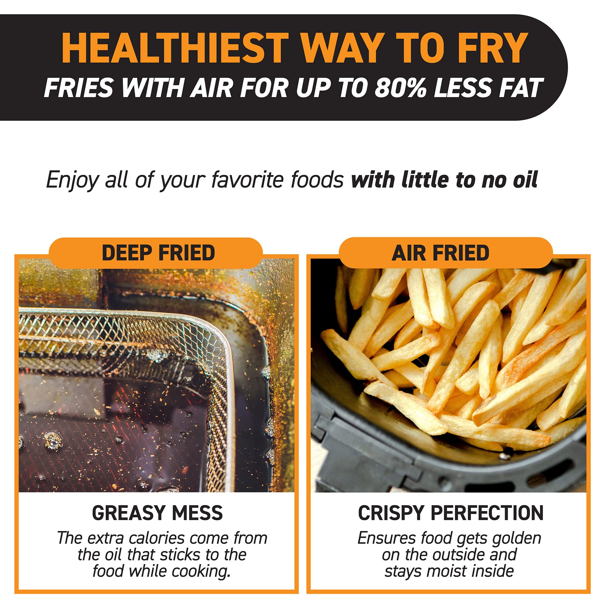 Gourmia Air Fryer Oven Pantalla digital 7 cuartos de galón AirFryer grande 12 ajustes preestablecidos de cocción táctil, cesta de freidora de aire XL 1700w de potencia Multifunción GAF716 Detalles en negro y acero inoxidable FRY FORCE 360°