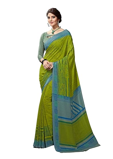 Women's Mysore Crepe Silk Saree With Unstitched Blouse (5692_IC_Green)