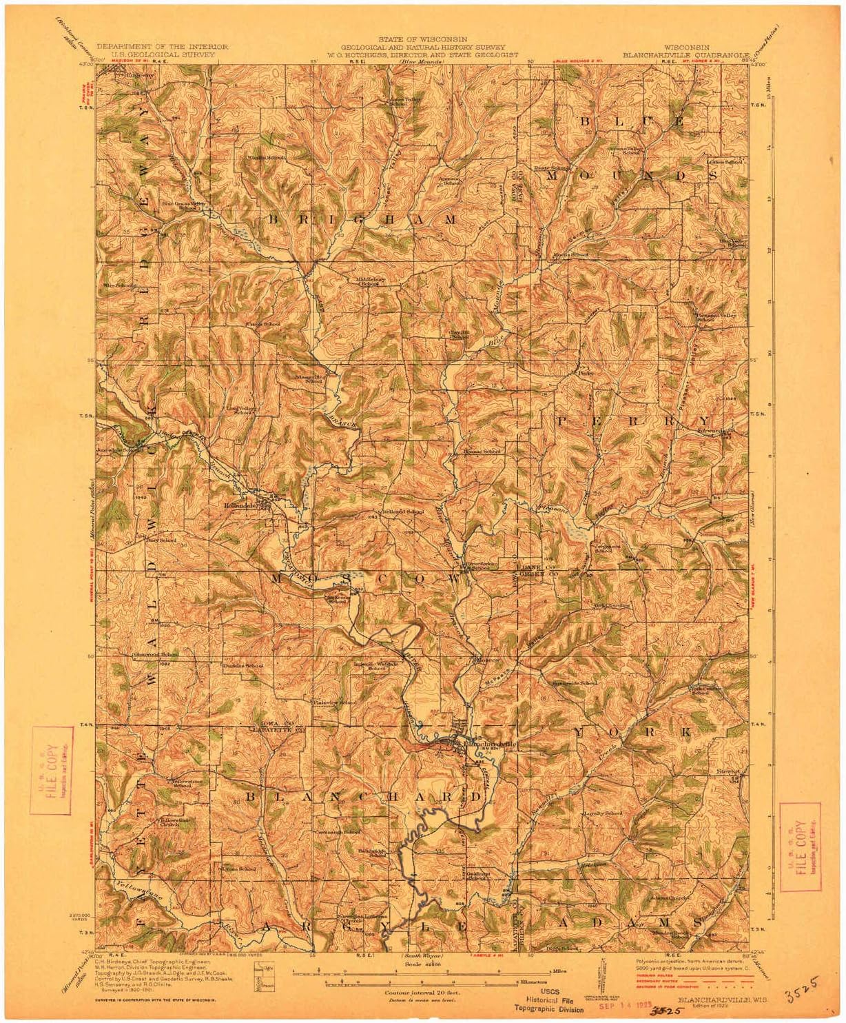 YellowMaps Blanchardville WI topo map, 162500 Scale, 15 X