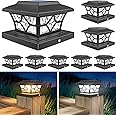 VOLISUN Solar Post Cap Lights Outdoor, Solar Powered Fence Post Cap Lights for 4x4 Vinyl/Wood Post, Black Waterproof Solar Deck Post Lights 8Pack Cool/Warm for Garden Patio Porch...
