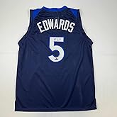 Facsimile Autographed Anthony Edwards Minnesota Blue Reprint Laser Auto Basketball Jersey Size Men's XL
