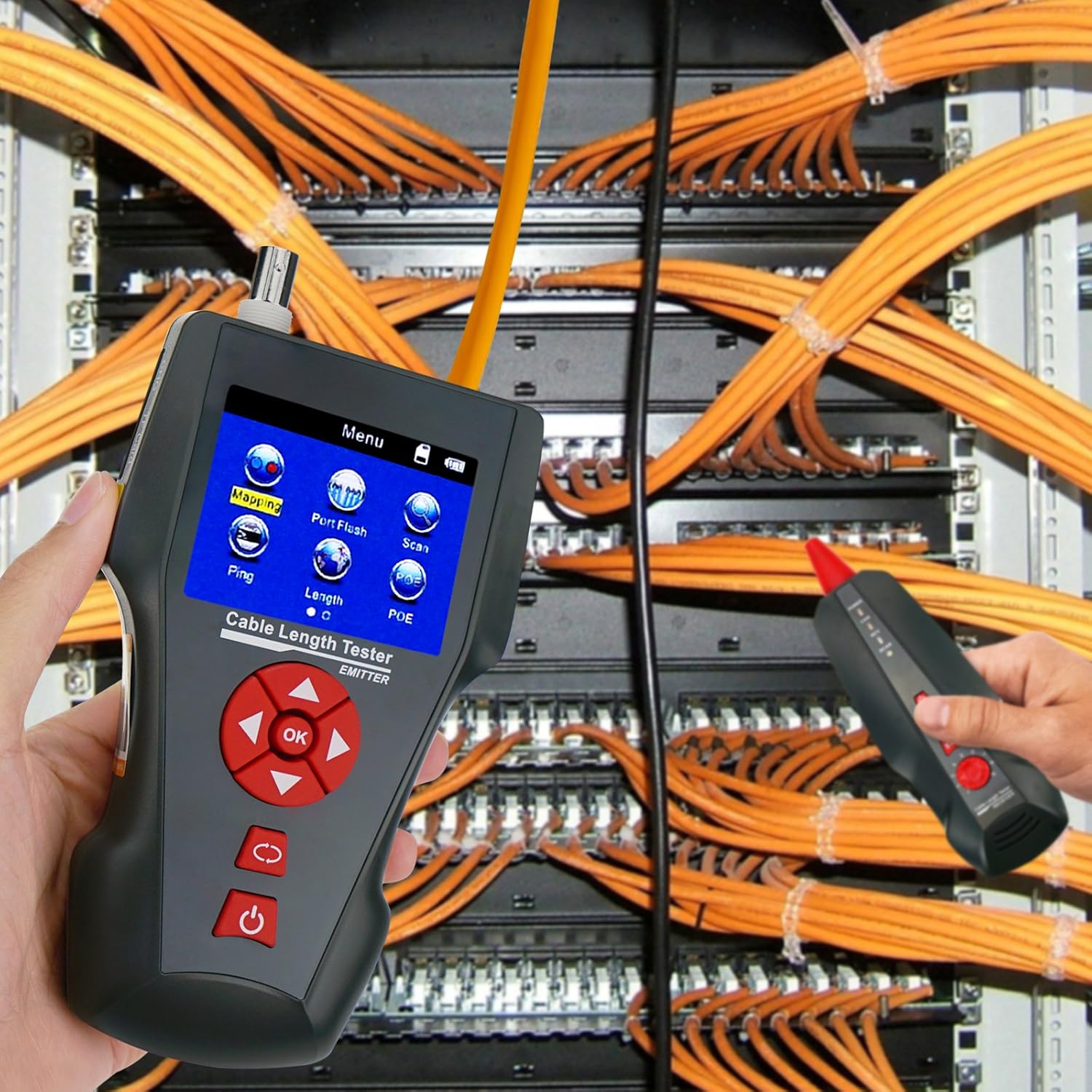 Digital Cable Tester Wire Tracker Rj45 Rj11 Bnc Cable Length Handheld Tester With 8 Remote Identifier Poe Ping Data Storage Function And Port Flash Amazon Com Industrial Scientific