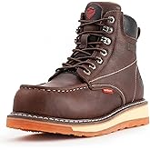 SUREWAY Mens Heavy Duty Soft/Composite/Steel Toe Work Boots for Men-Comfortable,GoodyearWelt,Full Grain Leather,6 in Wedge Moc Toe Construction Boots/Shoes