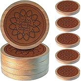 5 Pack Wood Coasters for Drinks, Minacun Absorbent Coaster Set, Drinks Coasters for Coffee Tabletop Protection, Non-Slip, Non-Stick, Suitable for Kinds of Cups Wooden Table Drink, 4.3 Inch Brown