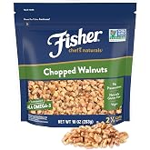 Fisher Chopped Walnuts, Unsalted California Baking Nuts, 10 oz Bag | Raw Chopped Walnuts, Plant Based Protein, Salad Topper, Oatmeal Mix In, Vegan Food, Keto Snack, Resealable