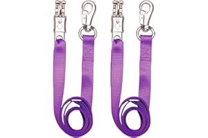 Loaged Adjustable Nylon Cross Tie （2 Pack）- with Panic Snap and Bull Snap - Adjusts from 44.5" to 78.3" (Purple)