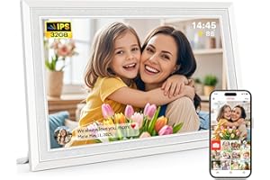 MAXANGEL Frameo 10.1" Digital Picture Frame, Smart WiFi Digital Photo Frame with 1280x800 HD IPS Touch Screen 32GB Memory Auto-Rotate Wall Mounted, Share Photos/Videos from Phone Anywhere(White)