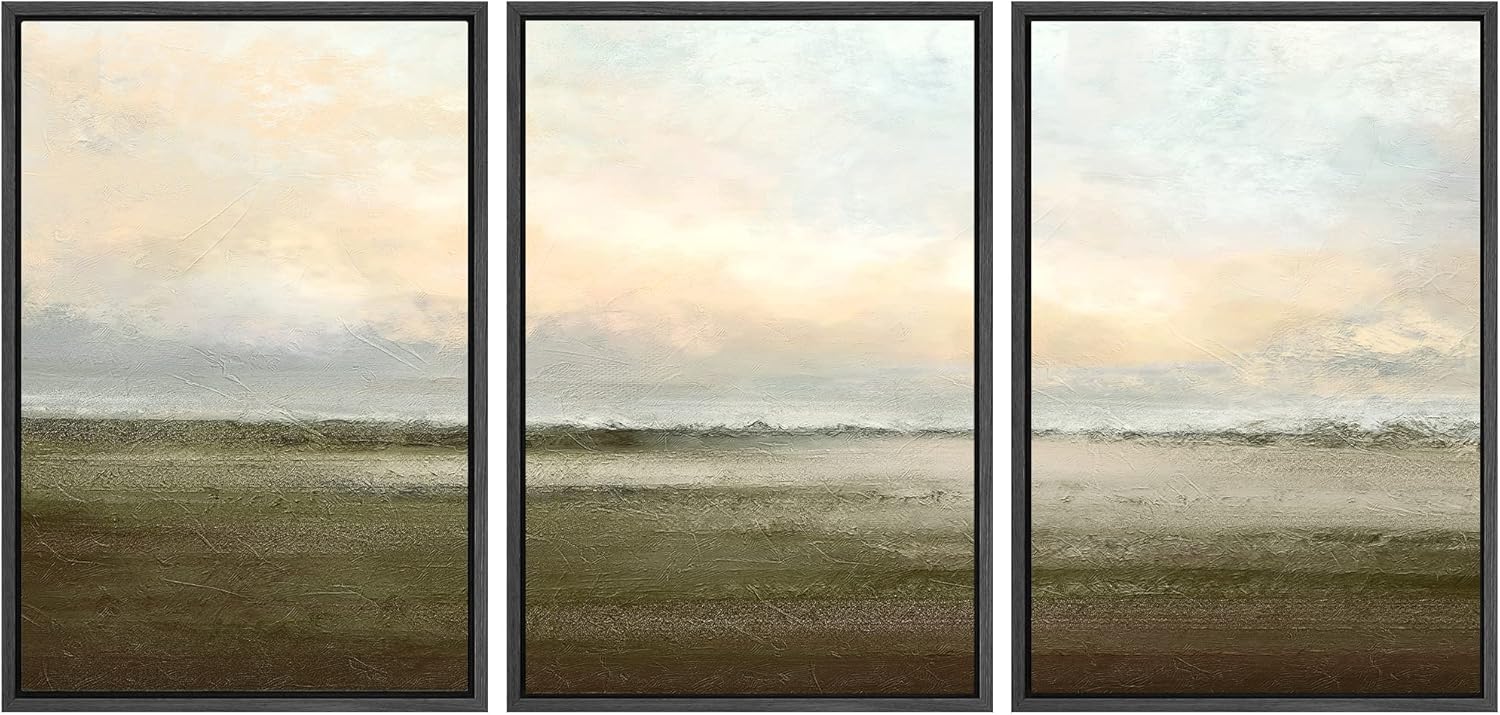 Posters & Prints - SIGNWIN Framed Canvas Print Wall Art Set Pastel Sunset Country Farmland Landscape Nature Abstract Illustrations Decorative Nordic Rustic for Living Room, Bedroom, Office - 24