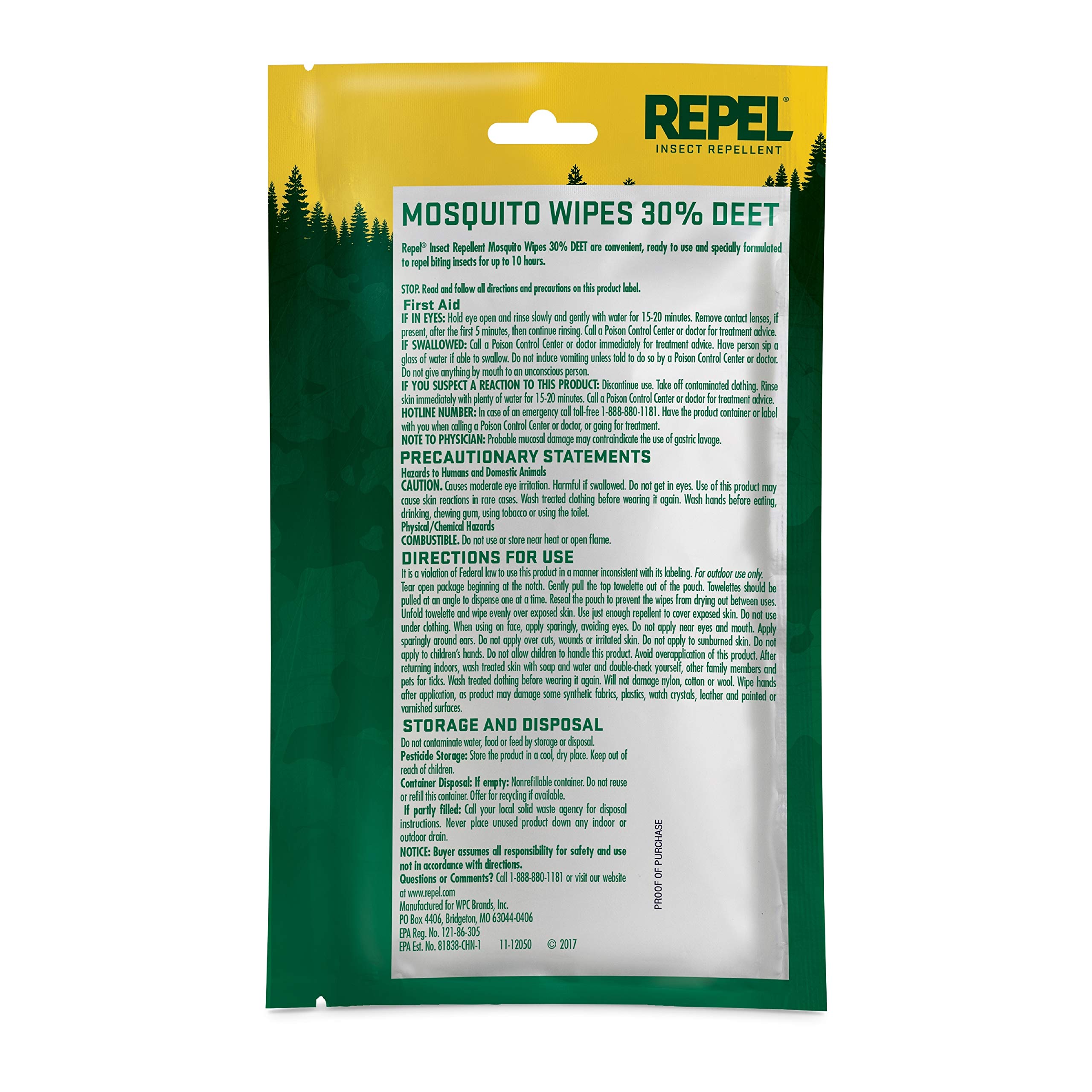 Repel Insect Repellent Mosquito Wipes 30 DEET, 15Count Buy Online