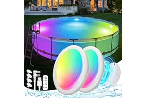 Goallim Rechargeable Submersible Pool Lights for Above Ground Pools, IP68 Waterproof LED Pool Lights with Remote,Multicolor Magnetic Pool Light Underwater,Submersible LED-Light for Inground Pools 2PCS