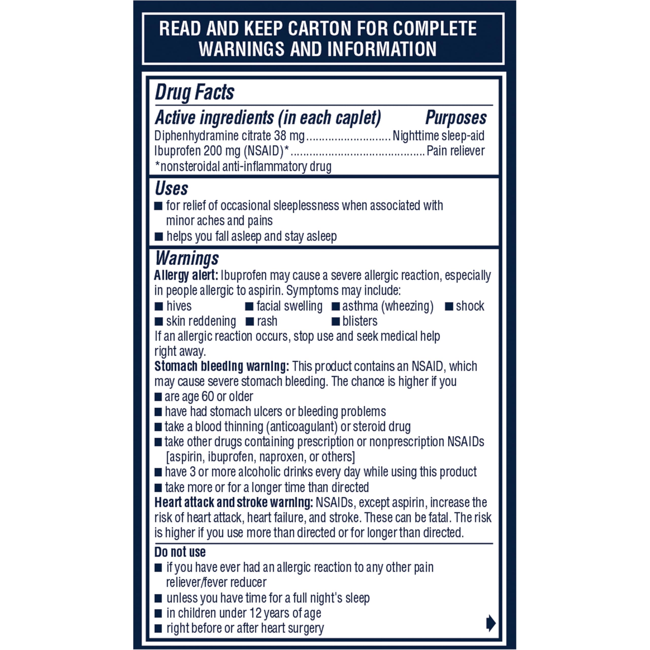 Advil PM Pain Reliever and Nighttime Sleep Aid, Ibuprofen for Pain Relief and Diphenhydramine Citrate for a Sleep Aid - 120 Coated Caplets and Pain Reliever and Fever Reducer, 10 Count Tablets