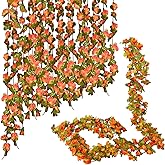 Bacucine 6PCS Artificial Flowers Garland Fake Peony Vines Hanging Silk Floral Vine for Bedroom Wedding Home Office Wall Garden Craft Decor (Sunset)