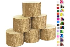 ODDODDY Gold Crepe Paper Streamers 6 Rolls for Party Streamers Decorations Birthday Wedding Baby Bridal Shower Backdrop Craft Supplies (1.8 Inch x 82 Ft/Roll，492ft)