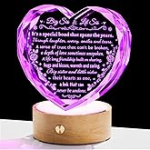 YWHL Sister Birthday Gifts from Sister, Special Christmas Sister Gifts, Big Sis & Lil Sis Heart Crystal Keepsake with Wooden Colorful Light Base